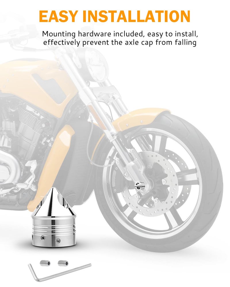 PBYMT Chrome Front Axle Nut Cover Cap CNC Aluminum Compatible for Harley Davidson Softail Touring Road King Street Glide Electra Glide Iron 883 Fat Boy 2002-2024 - Image 4